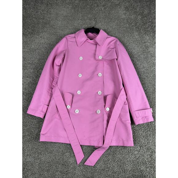 Lauren Ralph Lauren Jacket Womens Medium Pink Double Breasted Belted Trench Coat - Picture 1 of 15